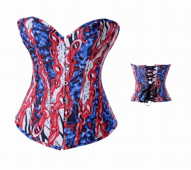 Wild Red Sexy Corsets With Sea & Red Chain Decoration Silver Buttons